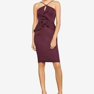 BCBGMAXAZRIA Purple Sleeveless Halter Peplum Dress
